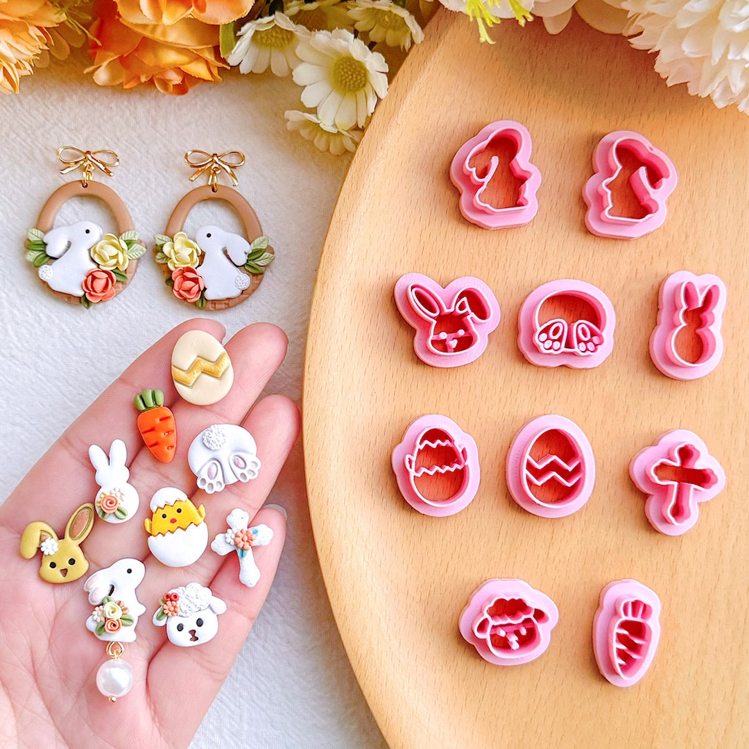 KEOKER Polymer Clay Cutters, 10 Shapes Small Easter Polymer Clay