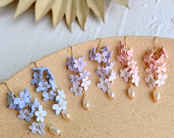 KEOKER Lavendel Polymer Clay Ohrringe, Blumen Clay Ohrringe, Botanische Ohrringe, Statement Ohrringe, Florale handgemachte Ohrringe