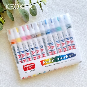Set of 12 Paint Marker Pens, Waterproof Oil Markers, Polymer Clay Tools, Paint Pens for Rock Painting, Glass, Wood, Canvas, DIY Crafts