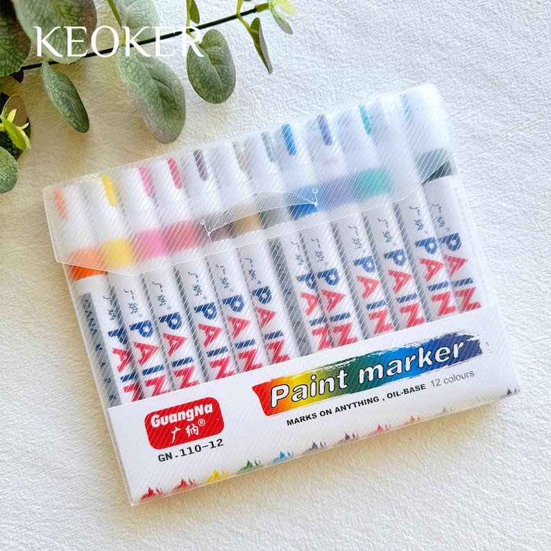 Set of 12 Paint Marker Pens, Waterproof Oil Markers, Polymer Clay Tools, Paint Pens for Rock Painting, Glass, Wood, Canvas, DIY Crafts image 1