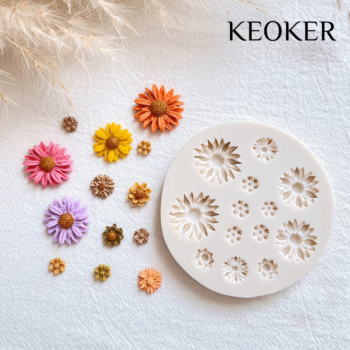 KEOKER Flower Polymer Clay Molds - 1 Pcs Daisy Polymer Clay Molds for  Jewelry Making, Daisy Miniature Clay Molds, Polymer Clay Molds for Polymer  Clay Earrings D…