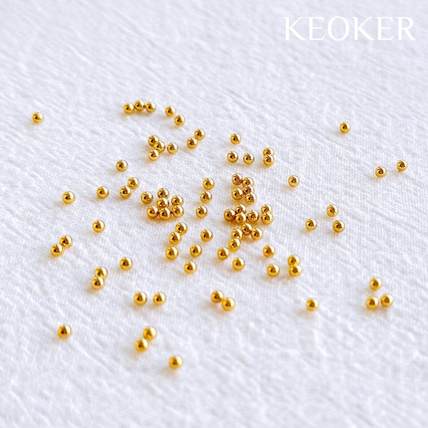 KEOKER 18K Gold Filled 2mm Flower Center Beads (50 PCS), No Holes Gold Beads, Jewellery Findings, Clay Tools