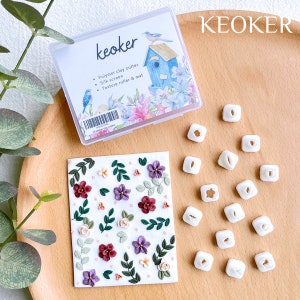 Keoker Mini Polymer Clay Cutters - 15 Shapes Mini Flower Polymer Clay Cutters for Earrings Making, Leaf Clay Earring Cutter Set