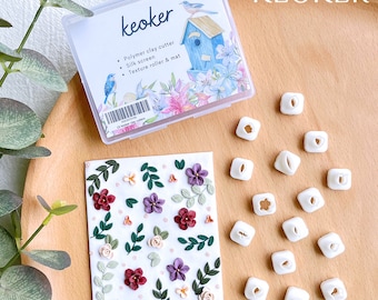 Keoker Mini Polymer Clay Cutters - 15 Shapes Mini Flower Polymer Clay Cutters for Earrings Making, Leaf Clay Earring Cutter Set