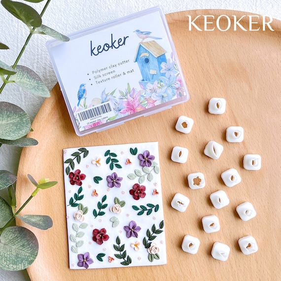 Keoker Mini Polymer Clay Cutters 15 Shapes Mini Flower Polymer Clay Cutters  for Earrings Making, Leaf Clay Earring Cutter Set 