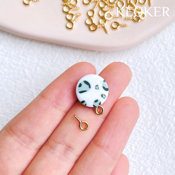 KEOKER 14K Gold Filled Tiny Eye Screws (50 PCS), Screw Eye Pin