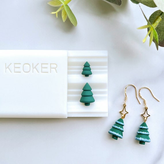 KEOKER Christmas Polymer Clay Bead Roller, Polymer Clay Earrings Tools,  Christmas Tree Bead Maker, Clay Jewelry Making Tool 