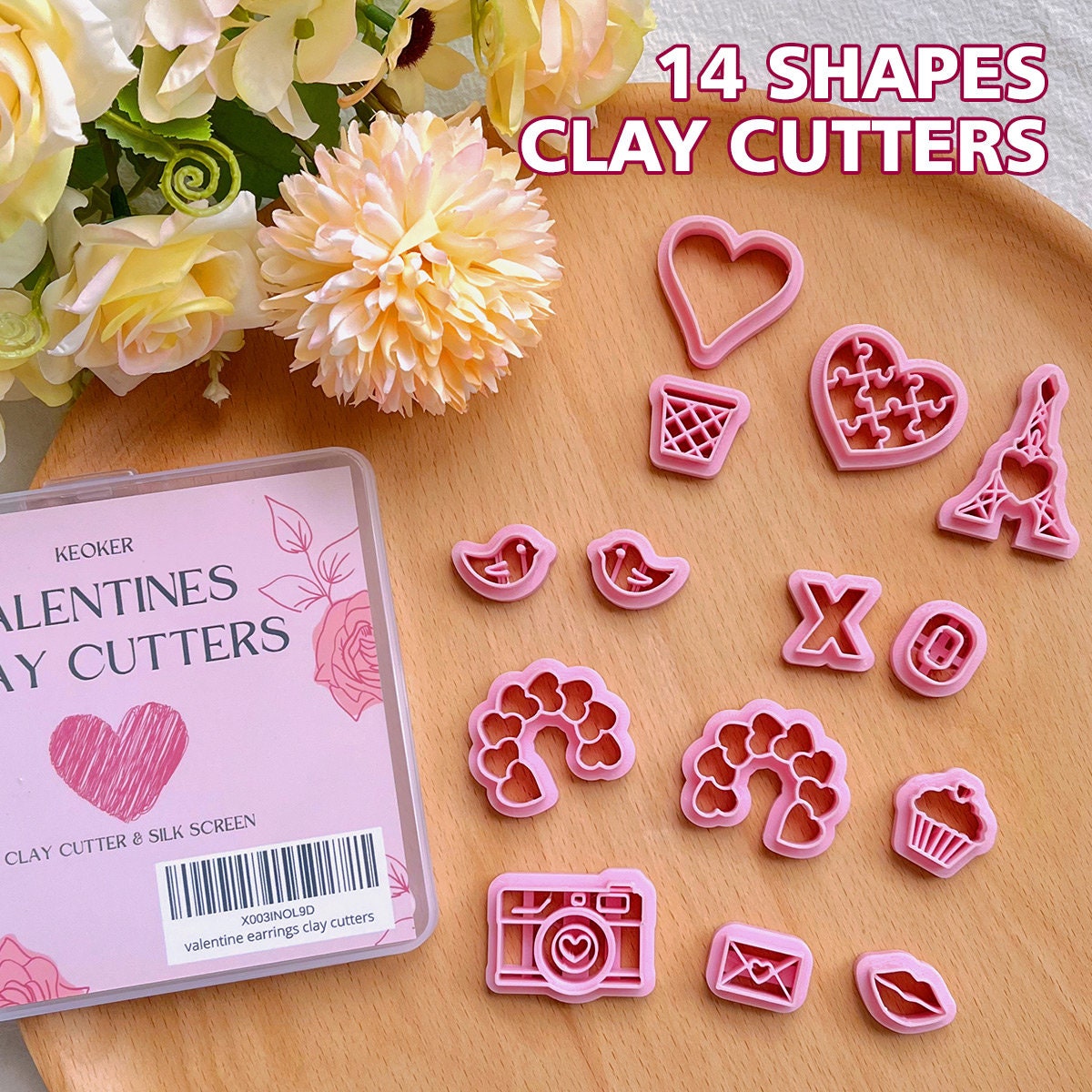VALENTINES SET 14 Polymer Clay Cutters Clay Imprint Embossed Stamp