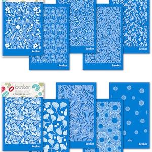 KEOKER Floral Silk Screen Stencils for Polymer Clay, 10 PCS Silk Screen for Polymer ClayEach 5.5&quot; X 3.5&quot; (10PC)