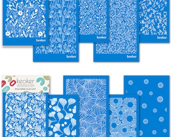 KEOKER ポリマークレイ用フローラルシルクスクリーンステンシル、10 個 ポリマークレイ用シルクスクリーン 各 5.5 インチ x 3.5 インチ (10 個)