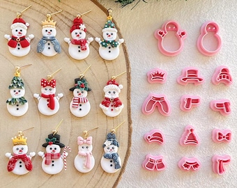KEOKER Christmas Polymer Clay Cutters, Snowman Clay Cutters For Polymer Clay Jewelry, 14 Polymer Clay Christmas Cutters