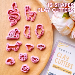 Animal Polymer Clay Earring Cutters, 12 Shapes Animal Clay Cutters for Polymer Clay Jewelry, Small Polymer Clay Cutters for Earrings Making