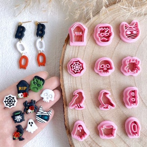 KEOKER Halloween Polymer Clay Cutters, Halloween Clay Cutters for Polymer Clay Jewelry,  Halloween Clay Cutters for Earrings