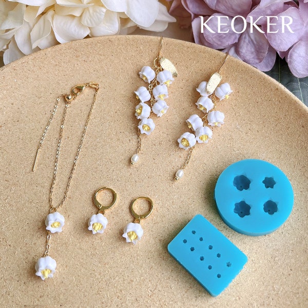 Keoker Moules en polymère Lily of the Valley – Coupe-pétales en argile polymère, mini moules en argile pour orchidées cloches