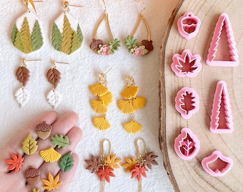 KEOKER Fall Polymer Clay Cutters, Fall Clay Cutters for Polymer Clay Jewelry, Fall Polymer Clay Earring Cutters, Maple Leaves Clay Cutter