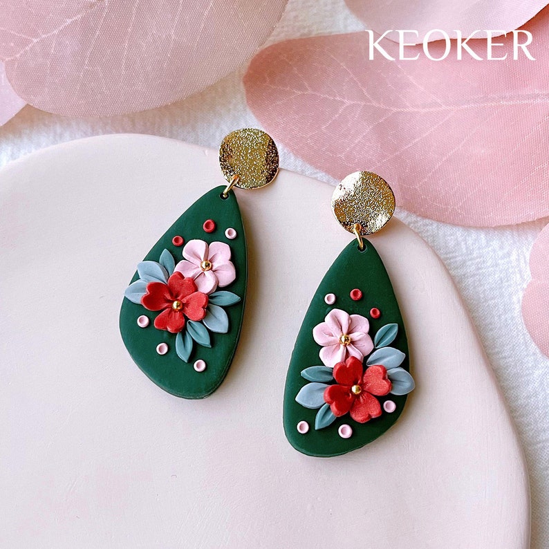 Keoker Mini Polymer Clay Cutters 15 Shapes Mini Flower Polymer Clay Cutters for Earrings Making, Leaf Clay Earring Cutter Set image 7