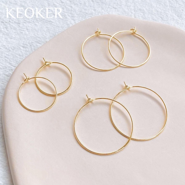 KEOKER 14K Gold Filled 20/25/30mm Earring Hoops (20 PCS), Round Earring Hoop, Polymer Clay Tools, DIY Earring Findings, Jewelry Making