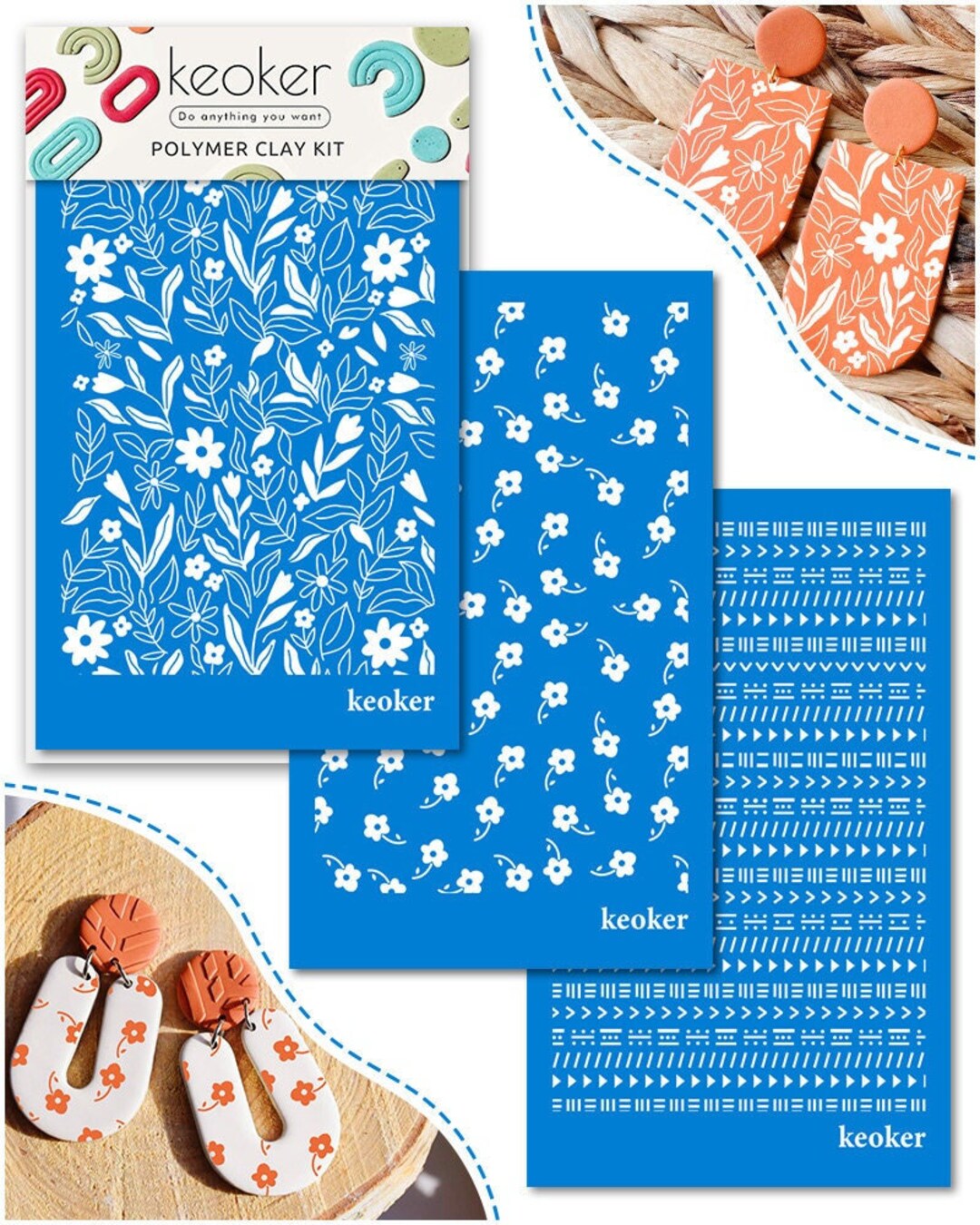 KEOKER Flower Polymer Clay Texture Sheets