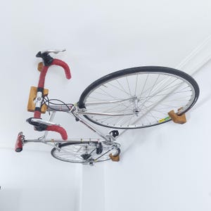 Ceiling Bike Mount – Minimalist Wooden Bicycle Rack – Space Saving Storage – Cyclist Gift