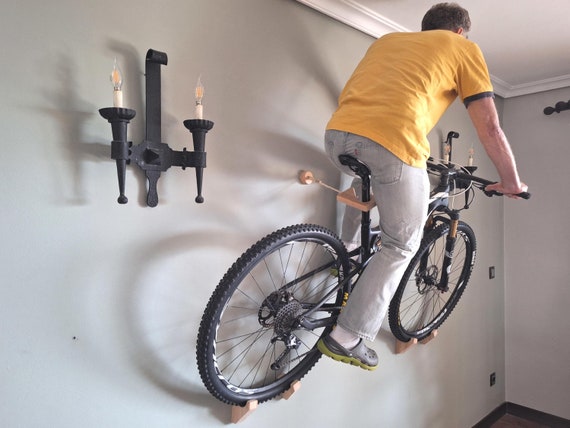 Bike Wall Mount Wooden Handmade Minimalist Eco friendly Space saving Bike Rack for Home Apartment or Garage for All Bikes Etsy