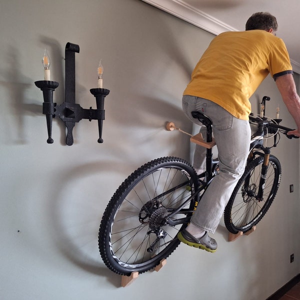 Bike wall mount - Minimalist design - Wood - ECO - Handcrafted - Racer Gravel E-bike MTB - All bikes - All sizes