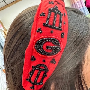 UGA inspired headband, Georgia Bulldogs headband, Georgia arches, UGA, Red and Black, dawgs headband