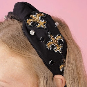 SAINTS Beaded Earrings Dangle, New Orleans Saints Earrings for Women, WHO DAT Beaded Jewelry, Handmade Earrings for Saints, Saints Football