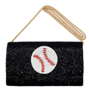 Monedero de béisbol, Temporada de béisbol, Esposa de un jugador de béisbol, Mamá de un jugador de béisbol, Novia de un jugador de béisbol, Monedero de béisbol con cuentas negras, Monedero de béisbol con cuentas blancas