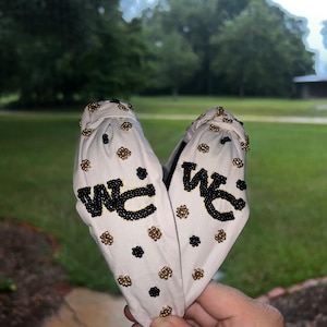 Geknotetes Stirnband, WaCo Stirnband, Perlen Stirnband, High School Stirnband, Lehrer Stirnband, Washington County Hawks, Washington County High School