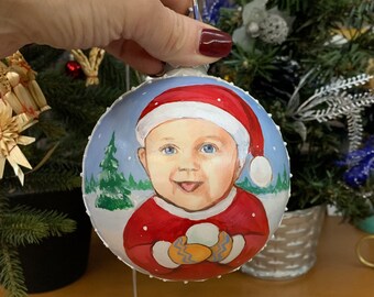 Baby Portrait Ornament, Baby erste Weihnachtskugel