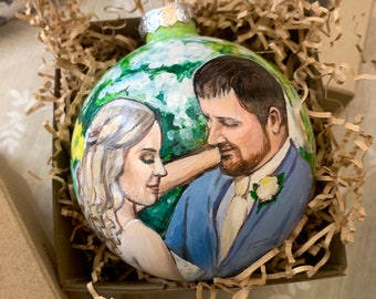 Personalisierte Hochzeit Portrait Ornament, Braut und Bräutigam Portrait Weihnachten Ornament