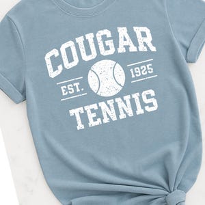 Cougar Tennis PNG | Distressed Vintage Sports Shirt Design | School Spirit Team Pride | 300 DPI Transparent Background Digital Download