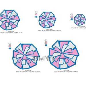Pom Monogram Pom Poms Embroidery Design, Cheerleader Pom Poms Embroidery Design ...