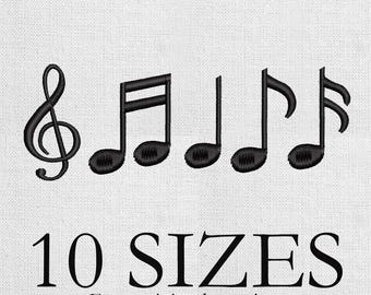 Music Notes Embroidery Design, Music Note Silhouette Stitch, retro Music Note Mini Digitizing, Music Note PES File, Instant Download