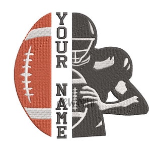 American football split name half player body, American football Embroidery, Sport Embroidery design,Football Embroidery, 5 Sizes