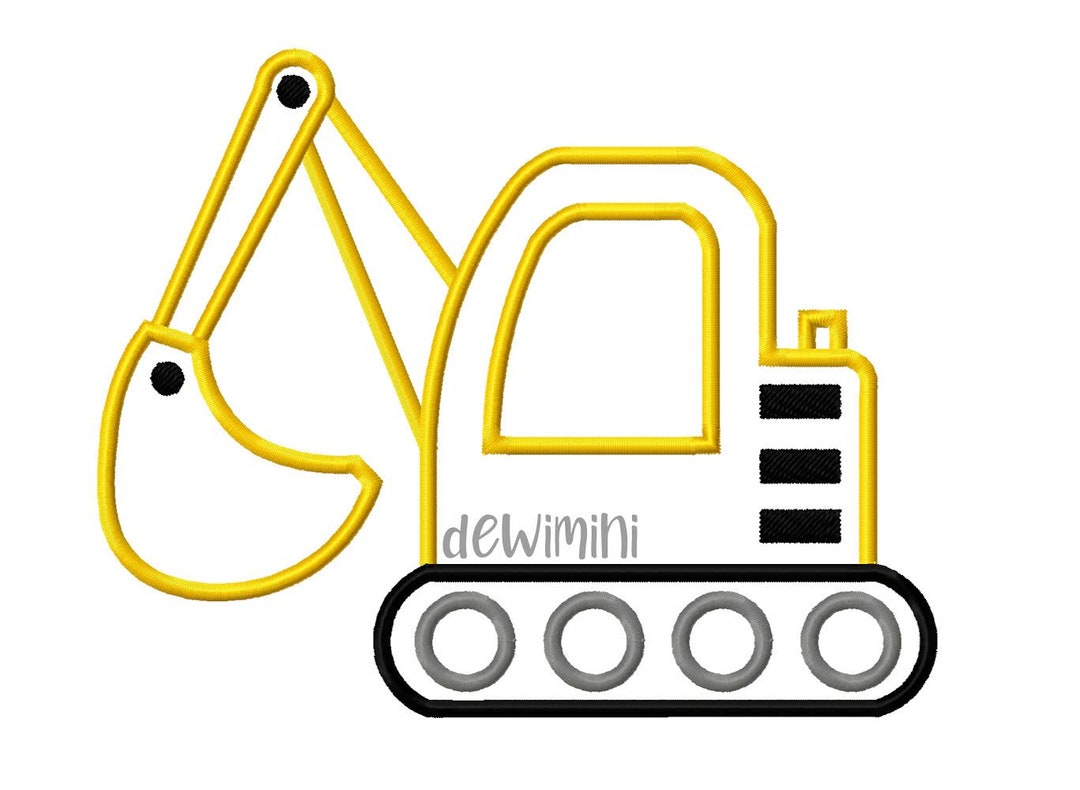 Excavator Applique Embroidery Designs, Digger Machine Embroidery