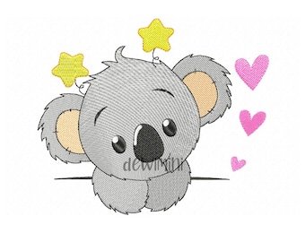 Cute Koala Embroidery Design, Baby Animals Pattern (5 Sizes) (Digital Download)