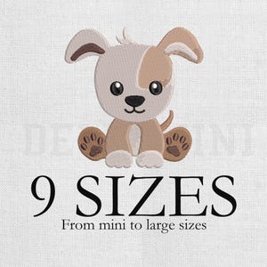 Puppy Embroidery Design, mini Animal Embroidery Design, Machine Embroidery Design, 9 Sizes, Instant Download