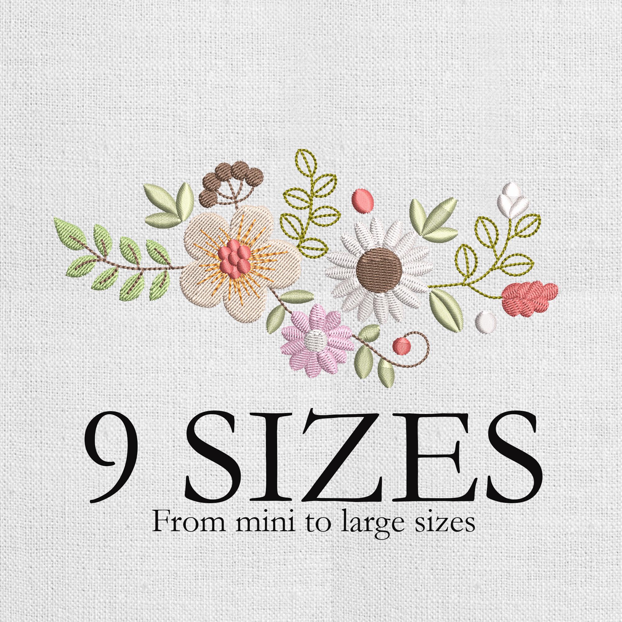 floral embroidery design, Modern boho flowers, Modern floral digital embroidery. Machine embroidery design, mini flower