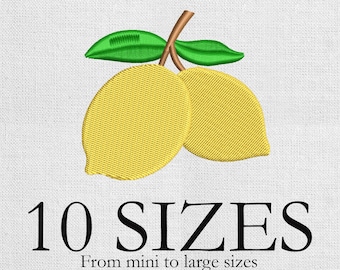 Lemon Machine Embroidery Design, Lemon Fill Stitch Embroidery Design, mini Lemon Embroidery, Fruit Embroidery Design
