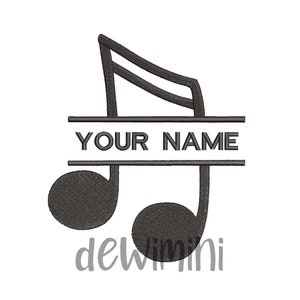 May include: Black and white split monogram design featuring a musical note with the text "YOUR NAME" in the center.