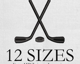 Ice Hockey Embroidery Design, Mini Hockey Sticks Machine Embroidery Design, Sport Embroidery, Hockey Sticks Silhouette
