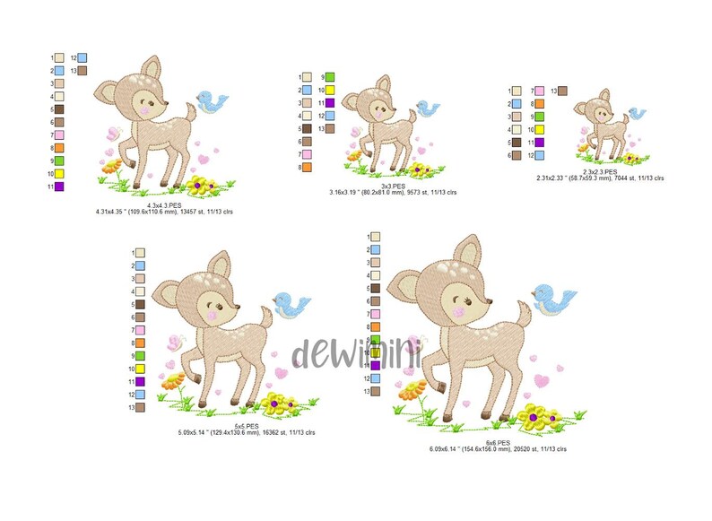 Cute Deer Embroidery Design Animal Embroidery Design Newborn Etsy