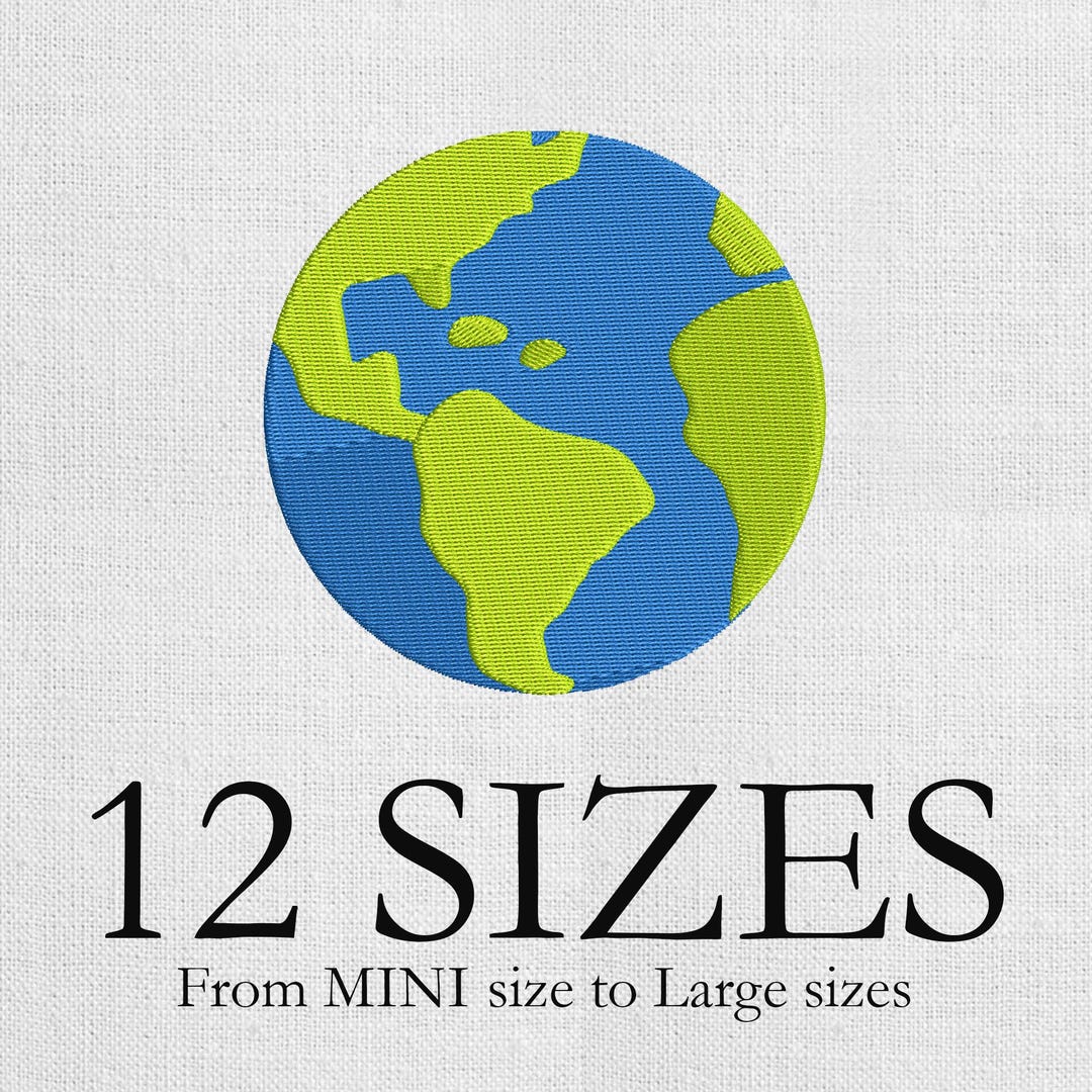 Earth Embroidery Design, Mini Earth Design, Machine Embroidery, Instant ...