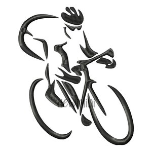 Radfahrer Stickmuster, Rennradfahrer Umriss Stickmuster, Sport Stickmuster, 5 Größen