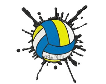 Volleyball Splash embroidery, Volleyball Embroidery Design, Machine Embroidery Designs, Volleyball Ball Embroidery,Sports Embroidery,5 Sizes