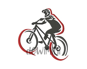 Bicycle BMX embroidery design, Cyclist Embroidery Design, Racing Cyclist Outline Embroidery Design, Sport Embroidery Design, 4 Sizes