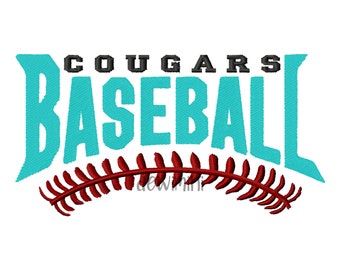 Cougars Baseball Embroidery Design, Sport Embroidery Design, Machine Embroidery Design, Instant Download, 5 Sizes