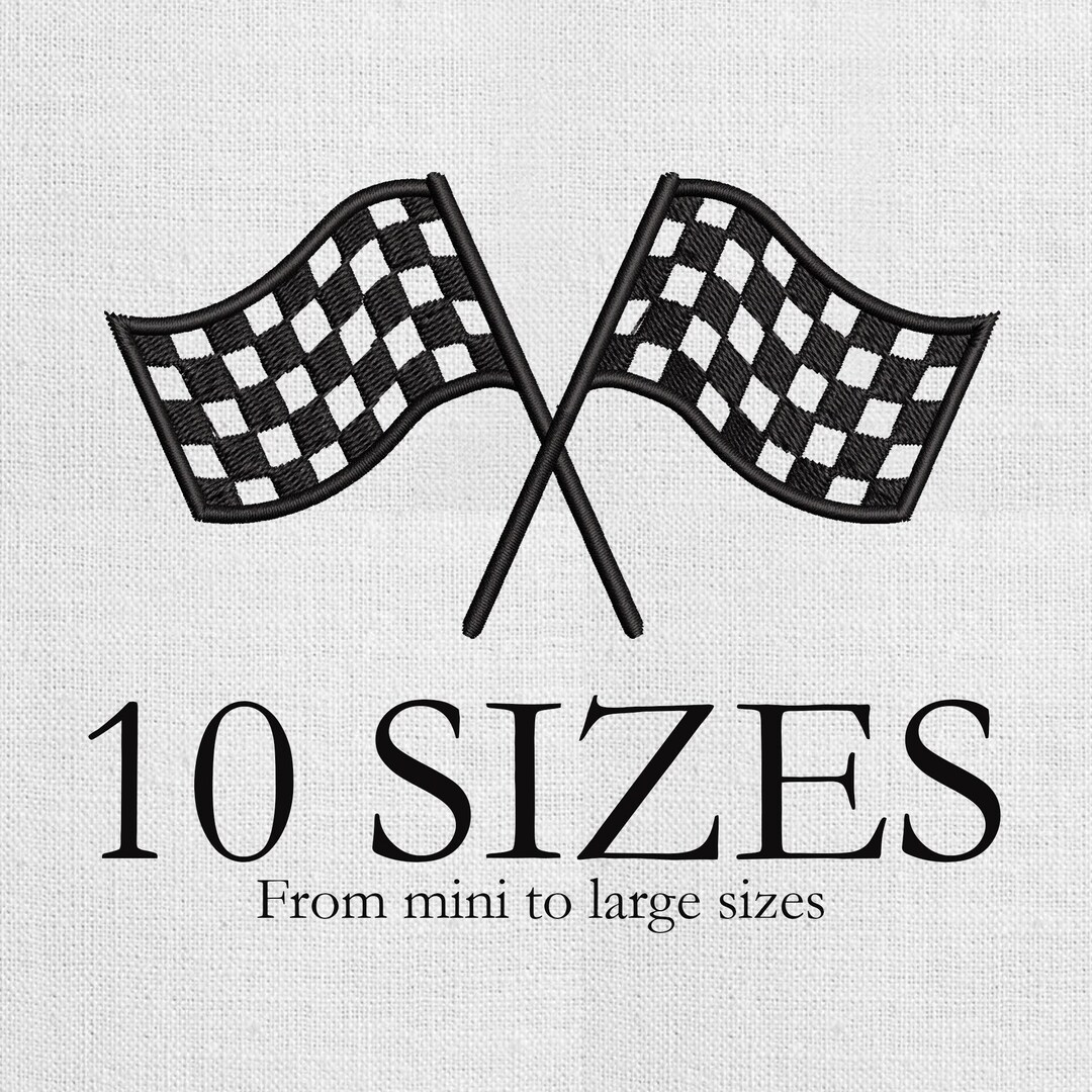 Checkered Flag Embroidery Design, Race Car Flag Digitizing, Machine ...