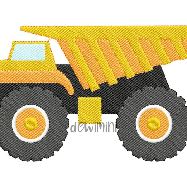 Dump Truck Embroidery Design, Construction Vehicles Machine Embroidery Design, 5 Sizes